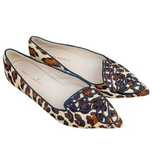 Sophia Webster Bibi Butterfly Leopard Animal Print Flats with Black Trim 10